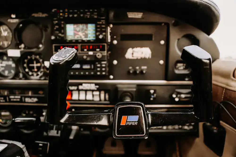 Hands on a flight simulator yoke